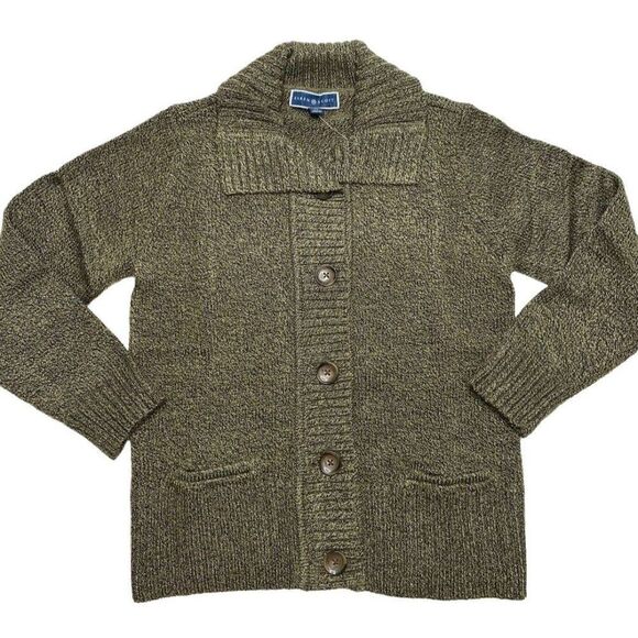 Karen Scott Petite Cardigan Sweater‎ Top Women's PS Olive Green Marled Buttons - Picture 1 of 7